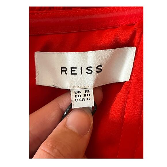 Reiss dress Roya pleated midi red size 6 - Picture 5 of 7